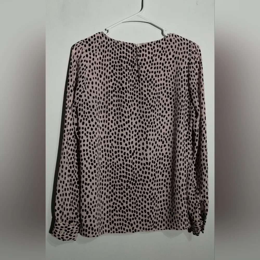 J. Crew Pink and Black Spotted Blouse